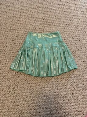 Girls Shimmery Mint Green Pleated Skirt